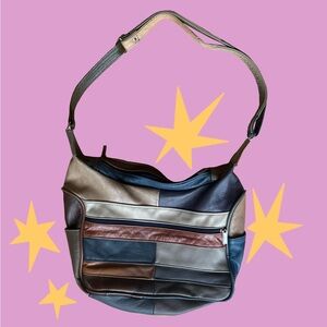 Multicolor Leather Patchwork Shoulder Bag